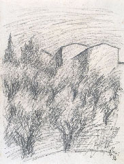 OTTONE ROSAI, Landscape with Olive Trees, black chalk